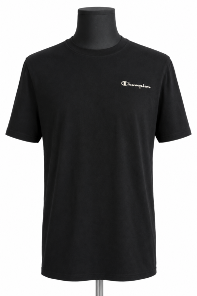 czarny damski t-shirt z białym logo na piersi